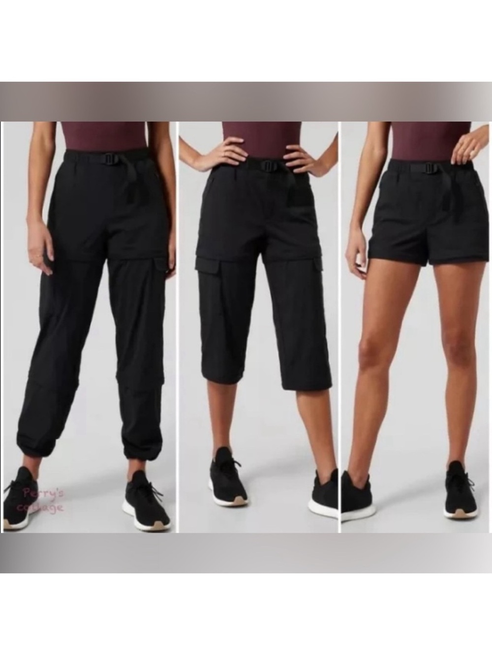 Athleta 3 in 1 Black Belted Trekkie Convertible Hike Pants Size 6 - Picture 15 of 16